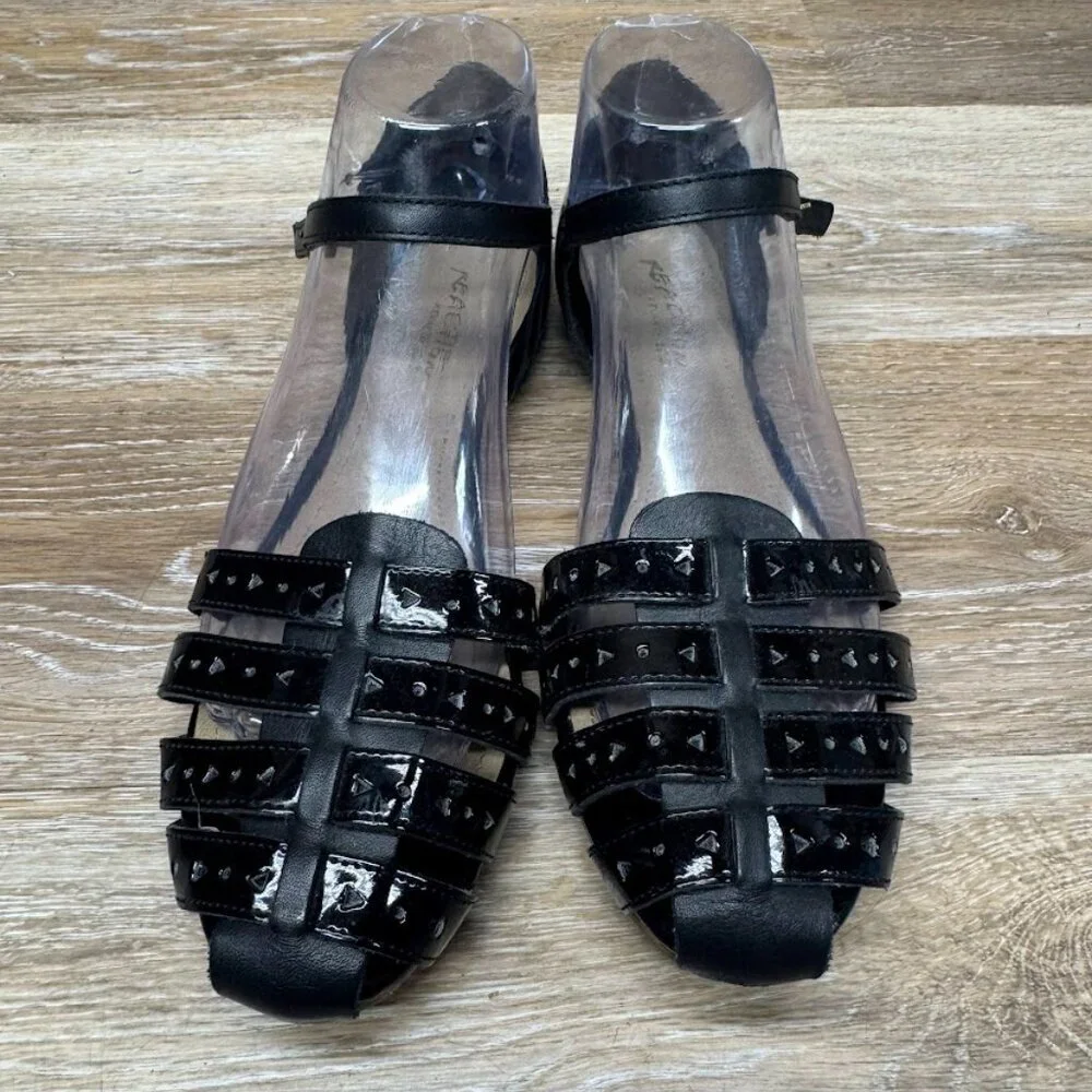 Kenneth Cole Reaction Call The Ball Black Leather Flats Women's Size 8